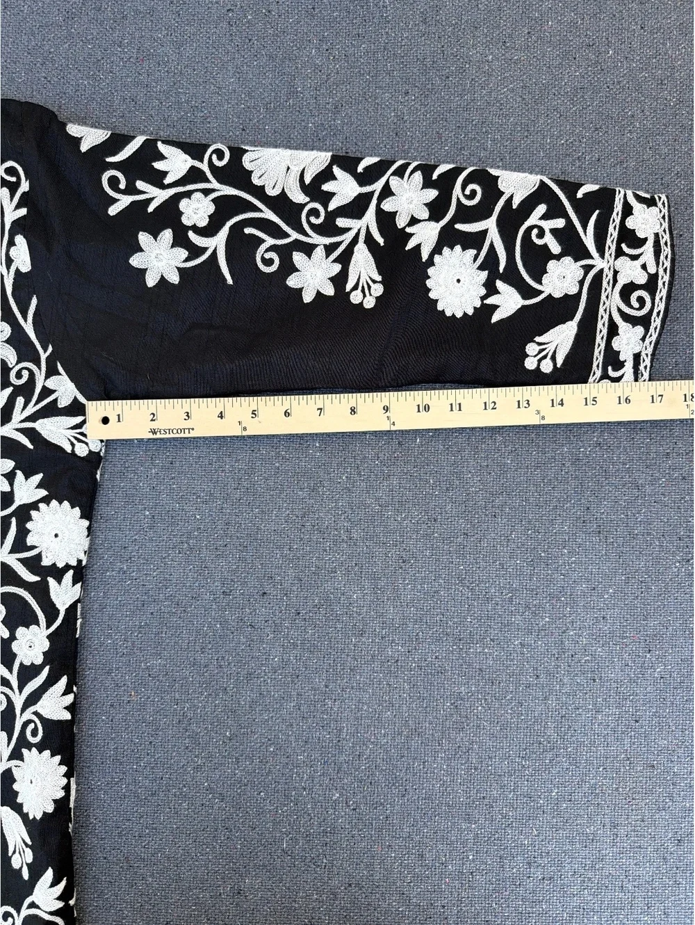 Handmade XL Black White Kashmiri Embroidered Jacket Coat